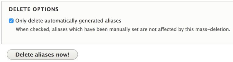 How to Generate Automatic URL Aliases in Drupal 8: delete options