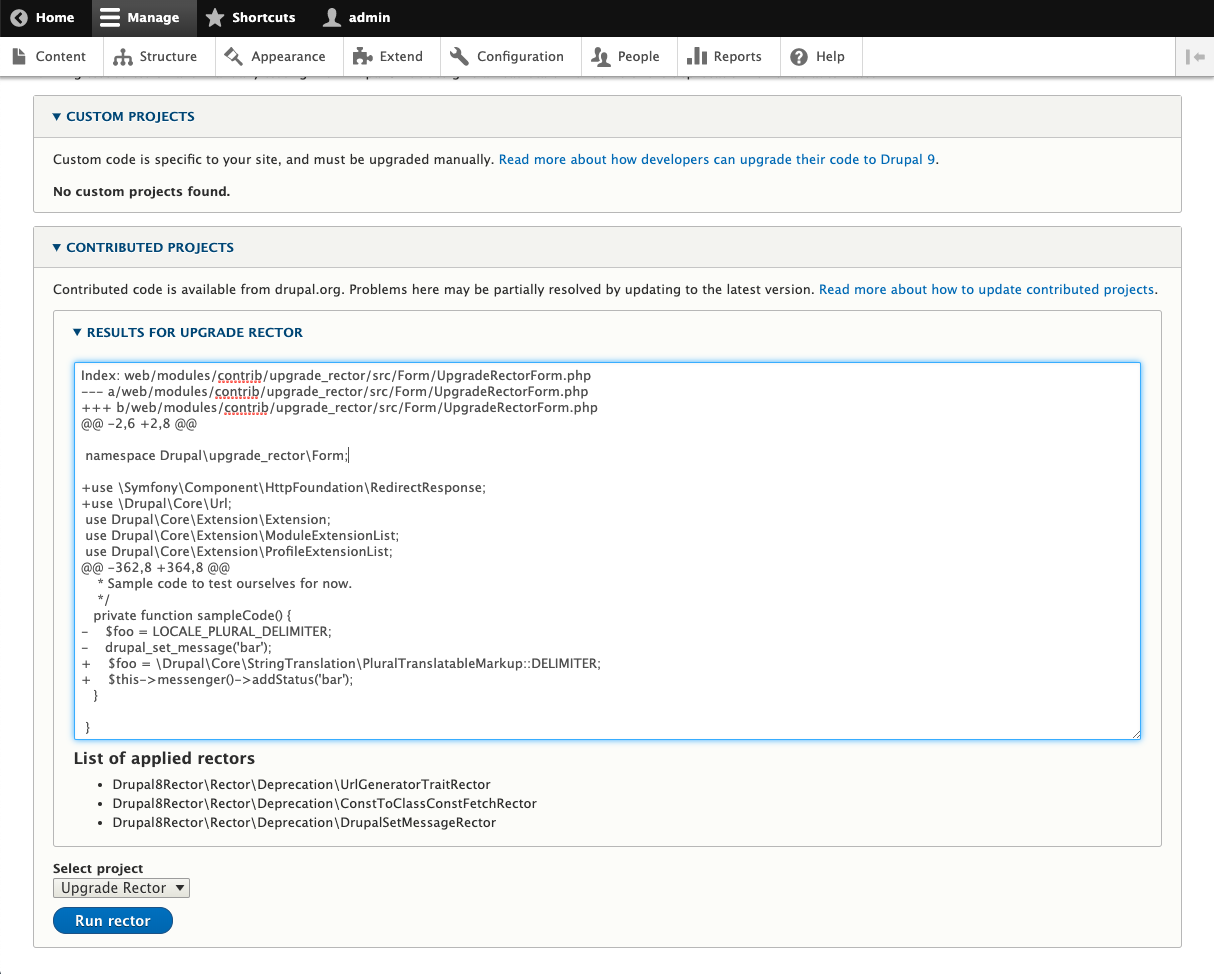 Drupal 8 to Drupal 9 Upgrade- Drupal-Rector-Drupal 8-rector in action