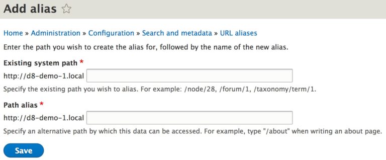 How to Generate Automatic URL Aliases in Drupal 8: create aliases from your "URL aliases" page