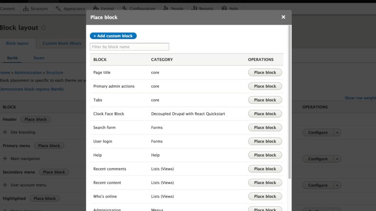 3 Ways to Programmatically Create a Block in Drupal 8: assigning a block to a region