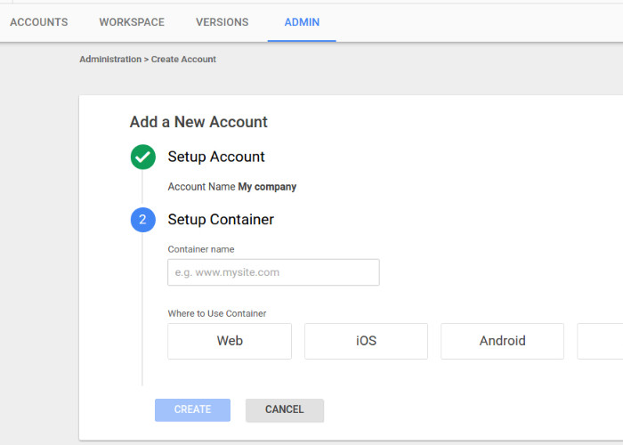 Create Your Account in Google Tag Manager